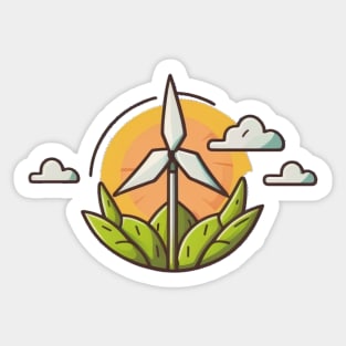 Eco-Friendly and Stylish: Cartoon Wind Turbine Design Sticker